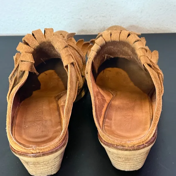 SixtySeven Suede Fringe Mules Womens 40 US 9 9.5 Western Kiltie Pointed Toe - Image 2