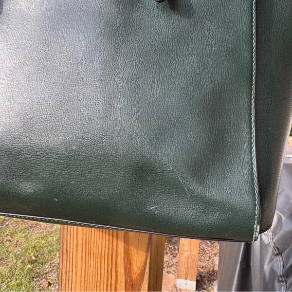 Marc Jacobs Commuter Tote Leather Shoulder Bag Forest Green Zip Work Laptop - Image 3