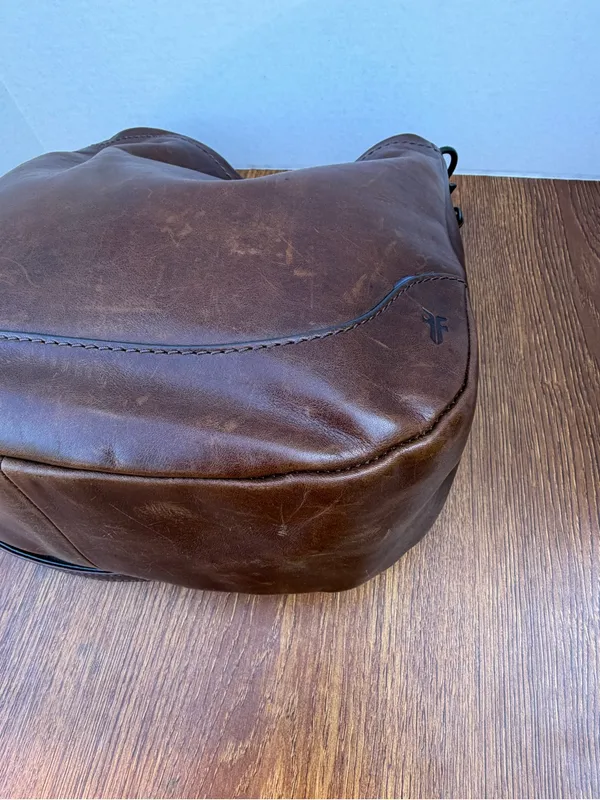Frye Melissa Leather Convertible Hobo Crossbody Shoulder Bag Brown - Image 14