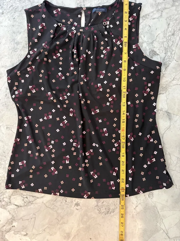 Tommy Hilfiger Black Floral Sleeveless Keyhole Top - Pink & Burgundy Blooms Sz M - Image 6
