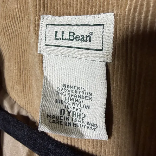 L.L.Bean‎ Women's Corduroy Blazer Jacket Tan Brown Stretch Casual Size 18 Petite - Image 3