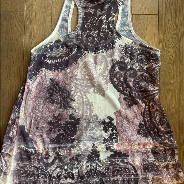 FANG Women's Floral Paisley Tank Top - Purple and White - Image 5
