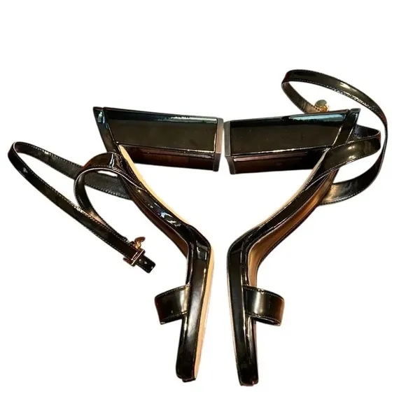 Michael Kors Black Patent Leather Strappy Block Heel Sandals (Size 5.5M) - Image 7