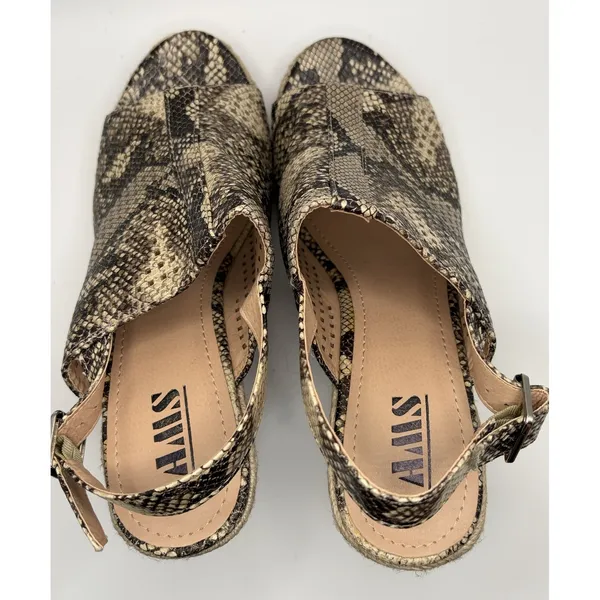 Abound Charlotte Snake Print Espadrille Wedge Sandals‎ Brown Tan Size 10 - Image 2