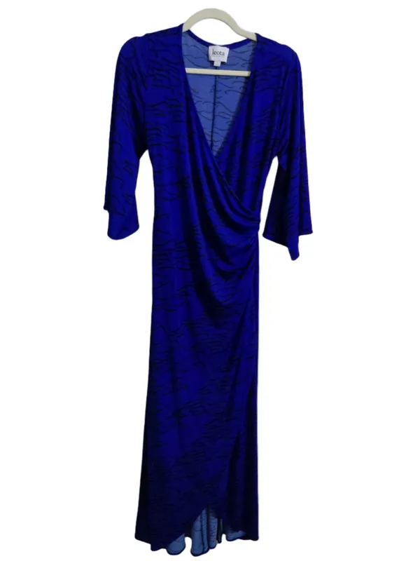 Leota Wrap Midi Dress Women's Size L Blue Black - Image 2