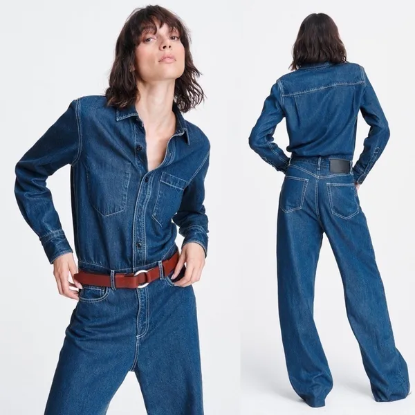 Rag & Bone Willow Denim Wide Leg Jumpsuit One Piece‎ Indigo Size 23 NWT - Image 2