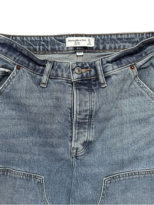 Abercrombie & Fitch Curve Love The Dad High Rise Double Knee Straight Jeans Sz 4 - Image 3