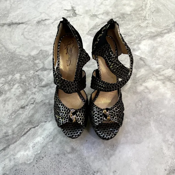 Poetic License Force Of Nature‎ Womens Black Leather High Heel Sandals Size 9.5 - Image 3
