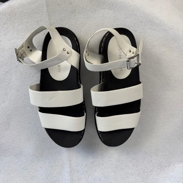 Madden‎ Girl Doral White Black Chunky Platform Strappy Sandals Women US 8.5 - Image 10
