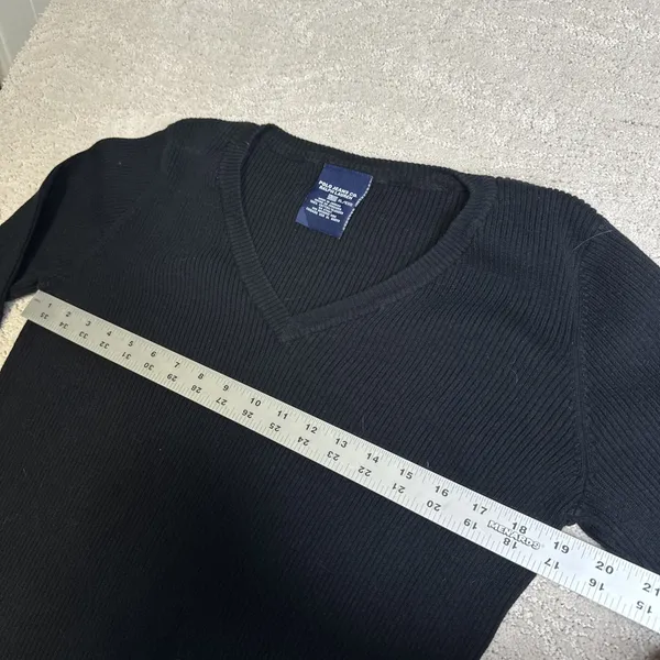 Women's‎ Polo Jeans Ralph Lauren XL Black V Neck Cable Knit Sweater - Image 3