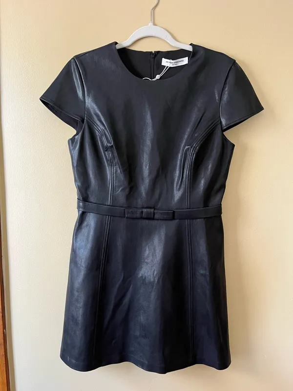 Amanda Uprichard Black Faux Leather Mini Dress - Image 2