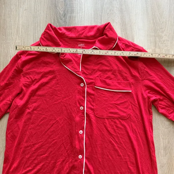 Auden Womens Red Button Down Long Sleeve Sleep Shirt Nightgown Size M NWT - Image 3
