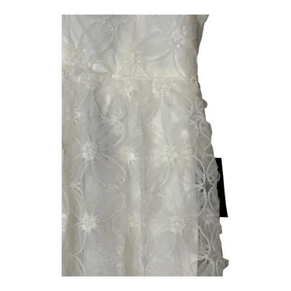 Lulus Floral Lace Midi Dress XS White Bridal Shower Wedding Smocked Coquette NWT - Image 11