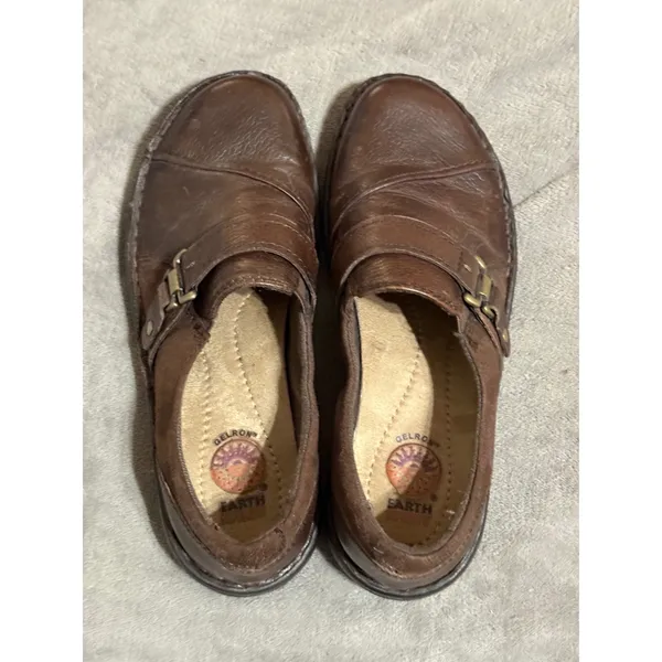Earth‎ Spirit Gelron Brown Leather Slip On Women's Shoes Accent Buckle Size 6 - Image 6