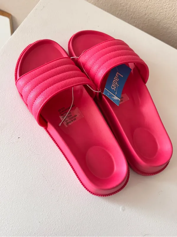 Bright Pink Slide Sandals - Women's Slip-On Comfort - Image 5