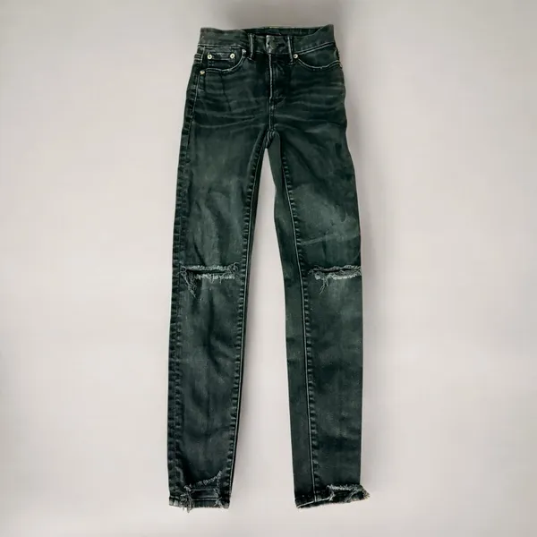 American Eagle The Luxe Jean Women's Black High Rise Distressed Skinny Jeans - Image 2