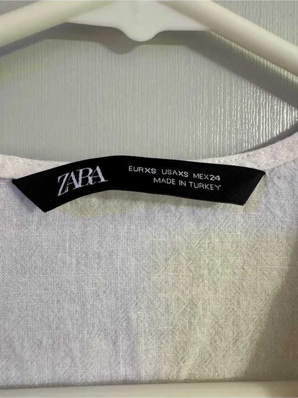 Zara White Oversized Linen Cotton Button Front Top Size XS - Image 3