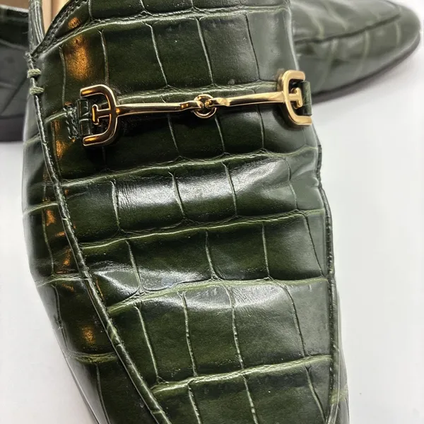 Sam Edelman Women’s Loraine Loafers Emerald Green Croc Embossed Slip On 7.5 - Image 4