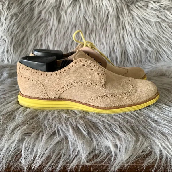 Cole Haan Lunargrand Wingtip Oxfords tan suede upper 7.5 women’s - Image 7