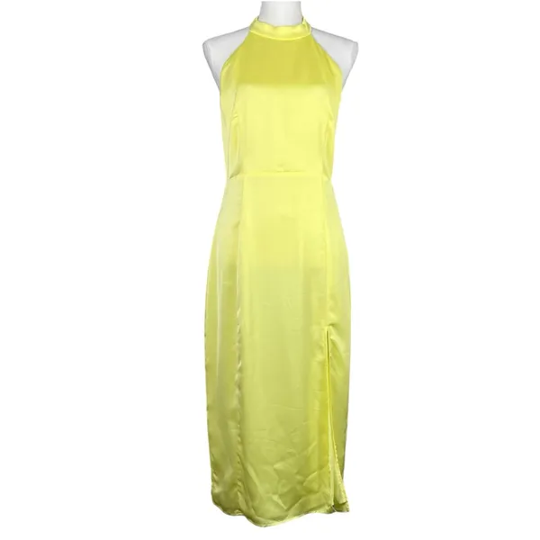 Lulus Women’s Open Back Yellow Halter Dress Size Medium - Image 3