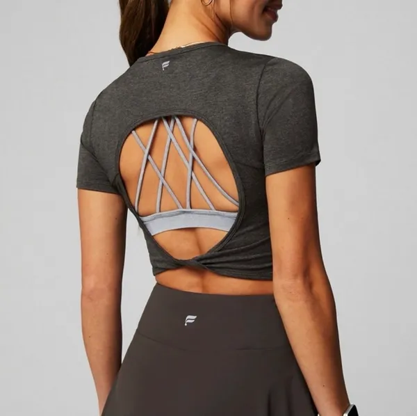 Fabletics Dry-Flex Open Back Twist Short-Sleeve Tee - Image 2