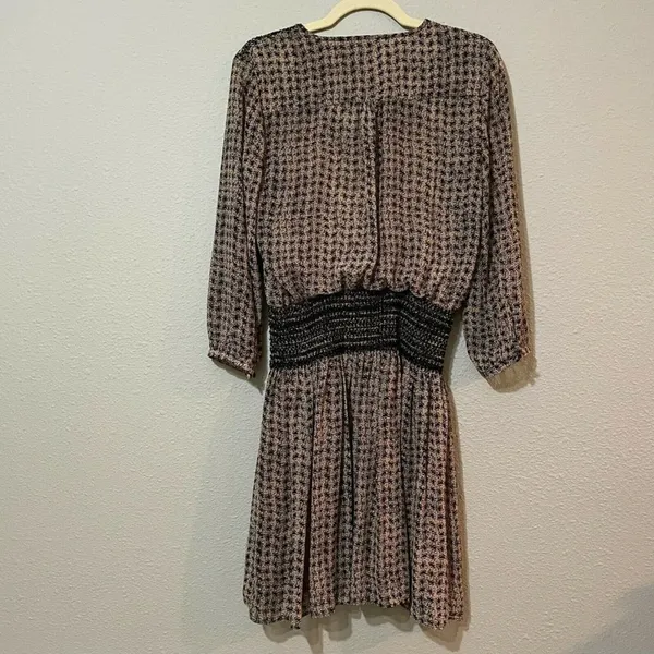 Vanessa Virginia Brown Black Smocked Waist Womens S Peasant Boho Spring Sheer - Image 3