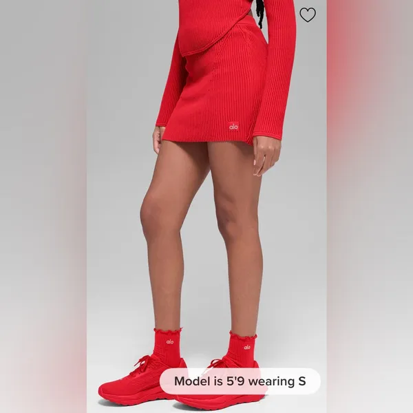 ALO Yoga NWT Denim Knit High Waist Skirt Bright Red Size XS - Image 6