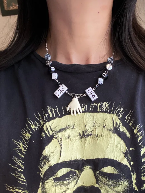 Handmade y2k funky grunge street mix beads unique necklace🎲⭐️📱⭐️🌀 - Image 4