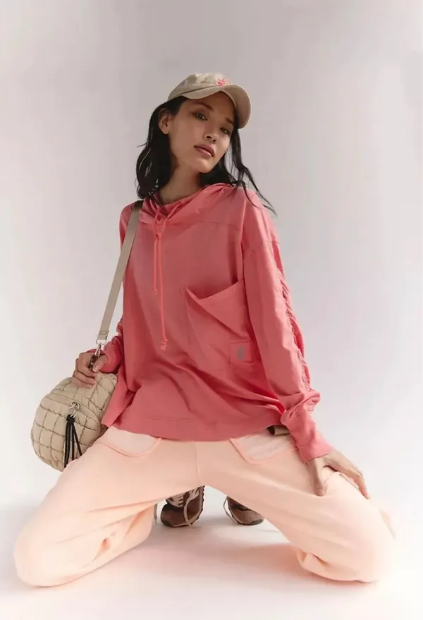Free People Movement Hot Shot Hooded Layer Red Long Sleeve Medium - Image 3