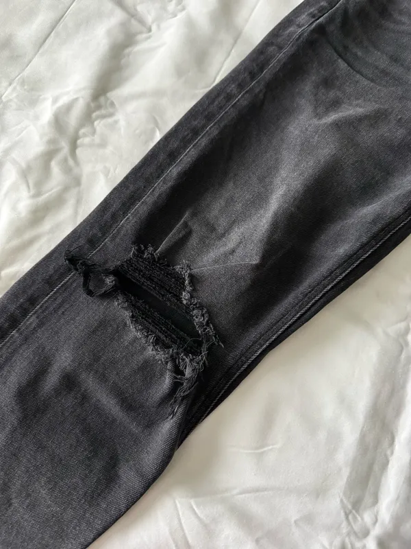 Black AE Stretch High Waisted Ripped Mom Jeans - Image 5