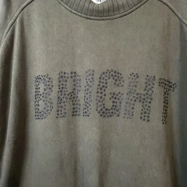 Aerie Sweatshirt Womens Large Olive Green Bright Star Studded Oversized Pullover - Image 5