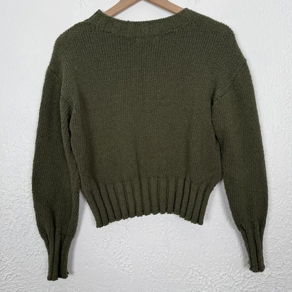 J.Crew Relaxed Crewneck Sweater Olive Green Size Medium - Image 3