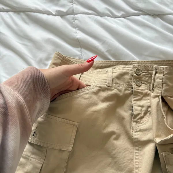 Brandy Melville Khaki Cargo Mini Skirt Tan 100%‎ Cotton Utility Beachy Summer - Image 6
