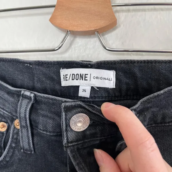 Re/Done Originals Black High Rise Ankle Crop Denim Jeans Size 25 - Image 7