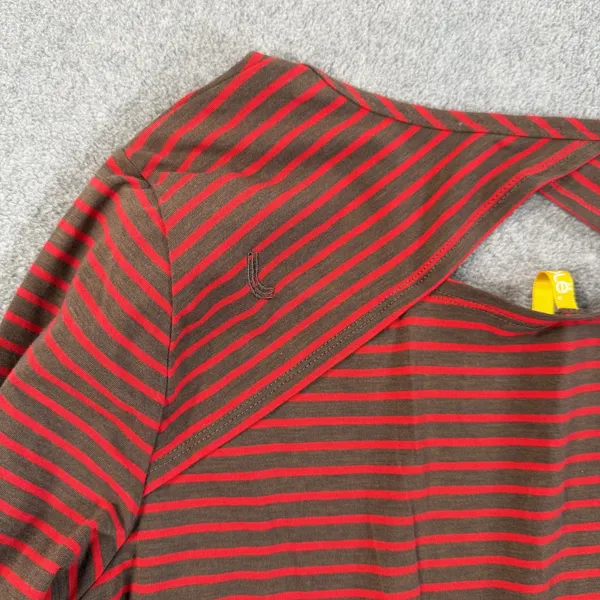 Lole Women's Medium Red Brown Striped Long Sleeve Top Cutout Back Active - Image 12