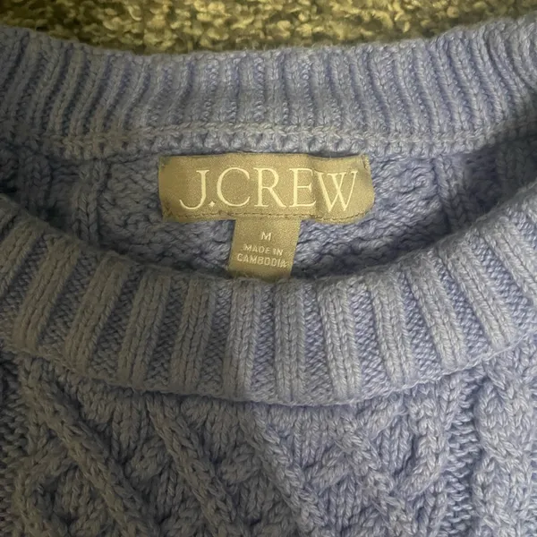 J. Crew Purple Cable Knit Long Sleeve Pullover Sweater M - Image 3