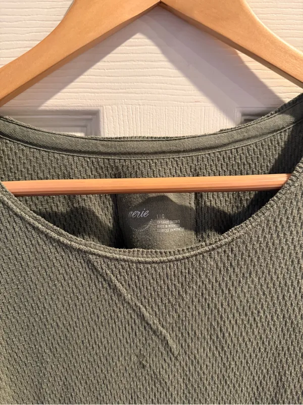 aerie Olive Green Waffle Knit Top - Image 3