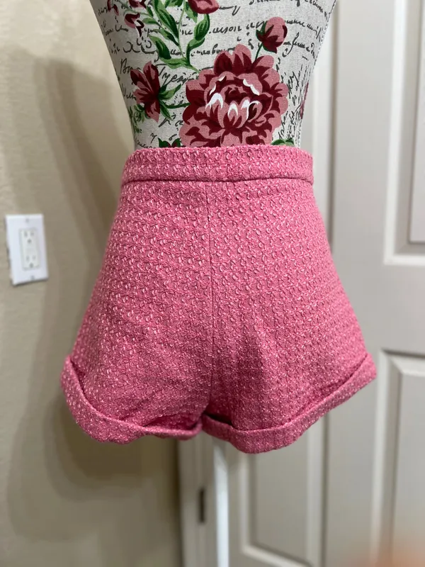 D.INA pink high-waisted tweed short size L - Image 4