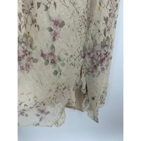 R&M Richards Woman Floral Crinkle V-Neck Midi Dress Beige Pink Size 18W - Image 6