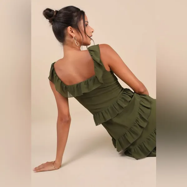 Lulus Compelling Romantic Olive Green Ruffled Tiered Maxi Dress - Image 3