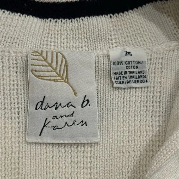 Y2K Dana B. and Karen Black White Stripe Knit Zipup Jacket‎ Old Money Academia M - Image 6