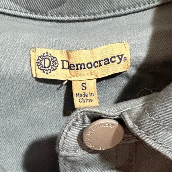 Democracy Camo Utility Jacket Womens Size S Grey Blue NWT Button Front Stretch - Image 4