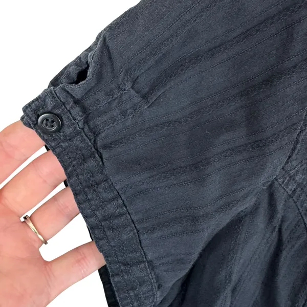Harley Davidson 100% Cotton Black Blue Embroidered Short‎ Sleeve Button Up Top L - Image 4