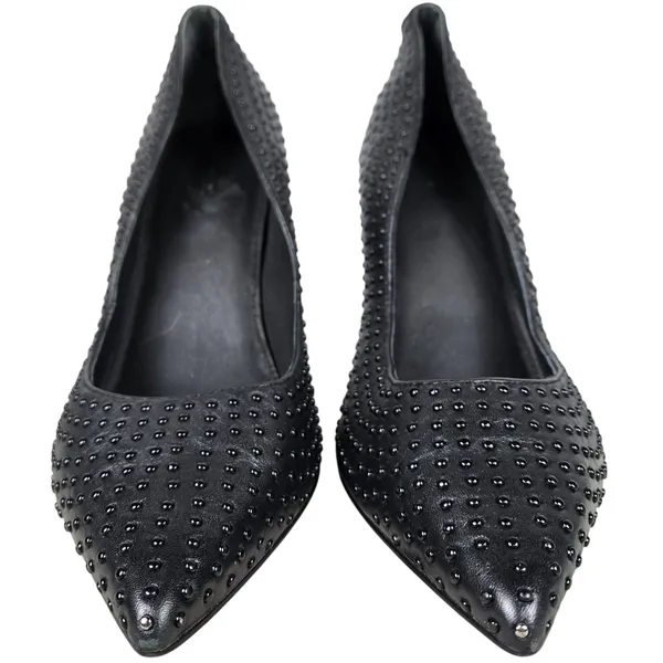 Guess Womens Sabalie Black Studded Leather Pointed Toe Stiletto Pumps Heels 8.5 - Image 5