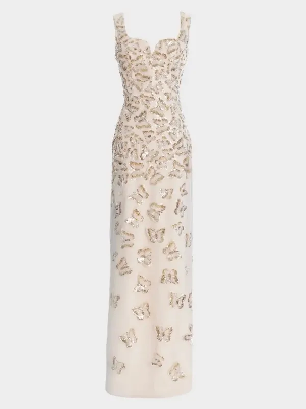 NWT Dress The Population Goldie Sequin Butterfly Champagne Multi Column Gown‎ - Image 3