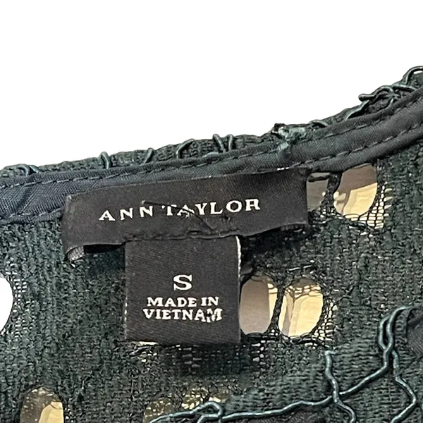 Ann Taylor Lace Top Blouse Size Small Green SS Womens Nylon Polyester Cotton‎ - Image 6