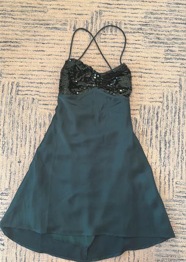 Lucy in the Sky Mini Sequin Bust Dress Size XS Emerald Green - Image 3
