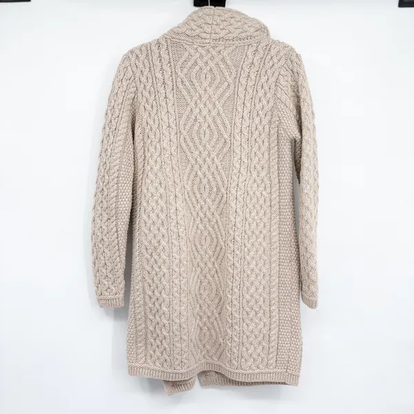 Aran‎ Mor Womens Merino Wool Irish Cable Knit Side Zip Coatigan Sweater Size S - Image 10