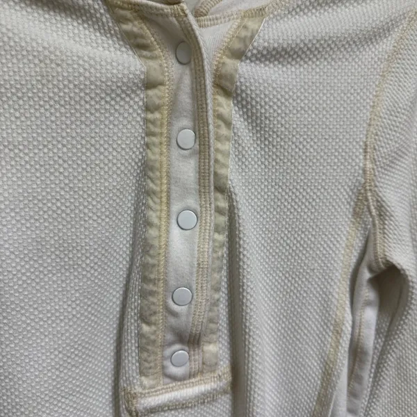 Free People Off White Textured Long Sleeve Henley Snap Button Top Womens XS‎ - Image 3