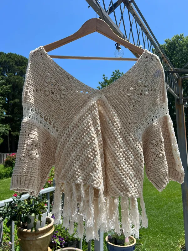 ZARA Fringed Knit Poncho - Image 6
